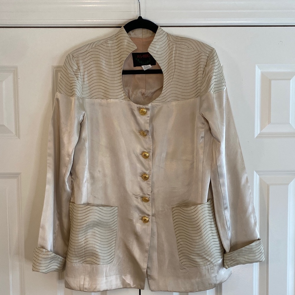Ashro Cream Blazer with Gold Buttons
